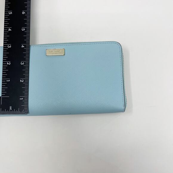 Kate Spade Grace Blue Newbury Lane Neda Wallet Leather Zip Around Gold Hardware - Picture 13 of 14